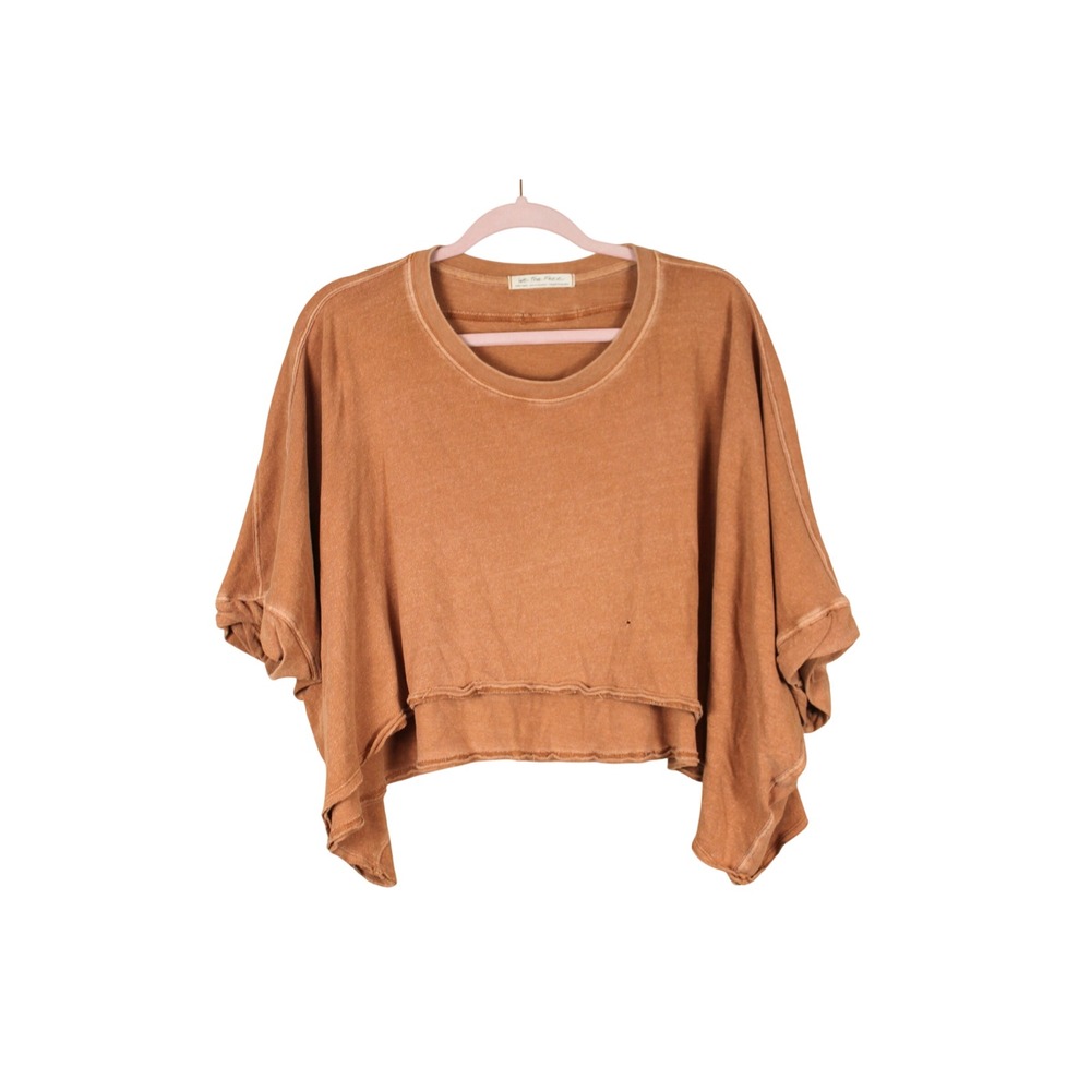 Free People We The Free Grunge Indie Sleaze Boxy Brown Cropped CC Tee Shirt XS